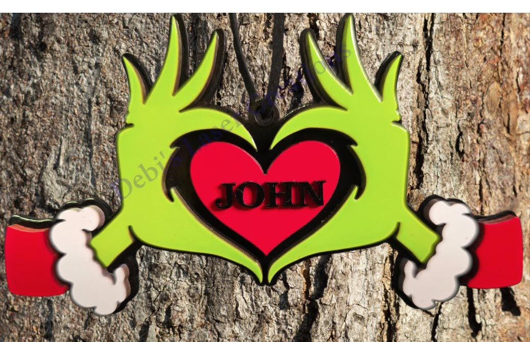 💚 Grinch Hands Personalized Ornament – Handmade Holiday Mischief